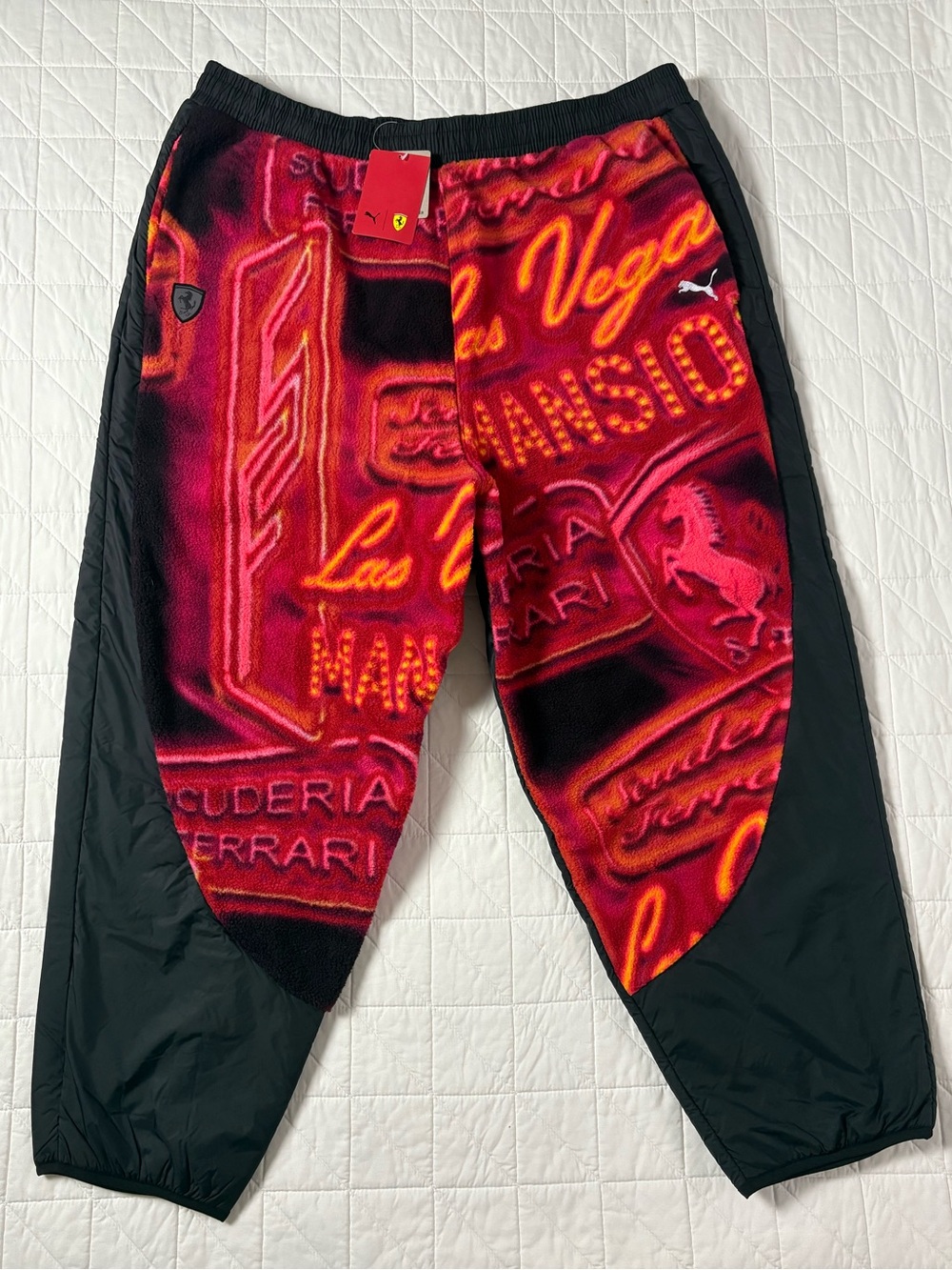 PUMA Scuderia Ferrari Race Neon Energy Sherpa Fleece Joggers - Mens XXL NWT